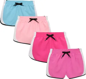 BTween Girls 4-Piece Summer Shorts | Performance Dolphin Shorts | Sports Running Shorts for Kids - Assorted Colors