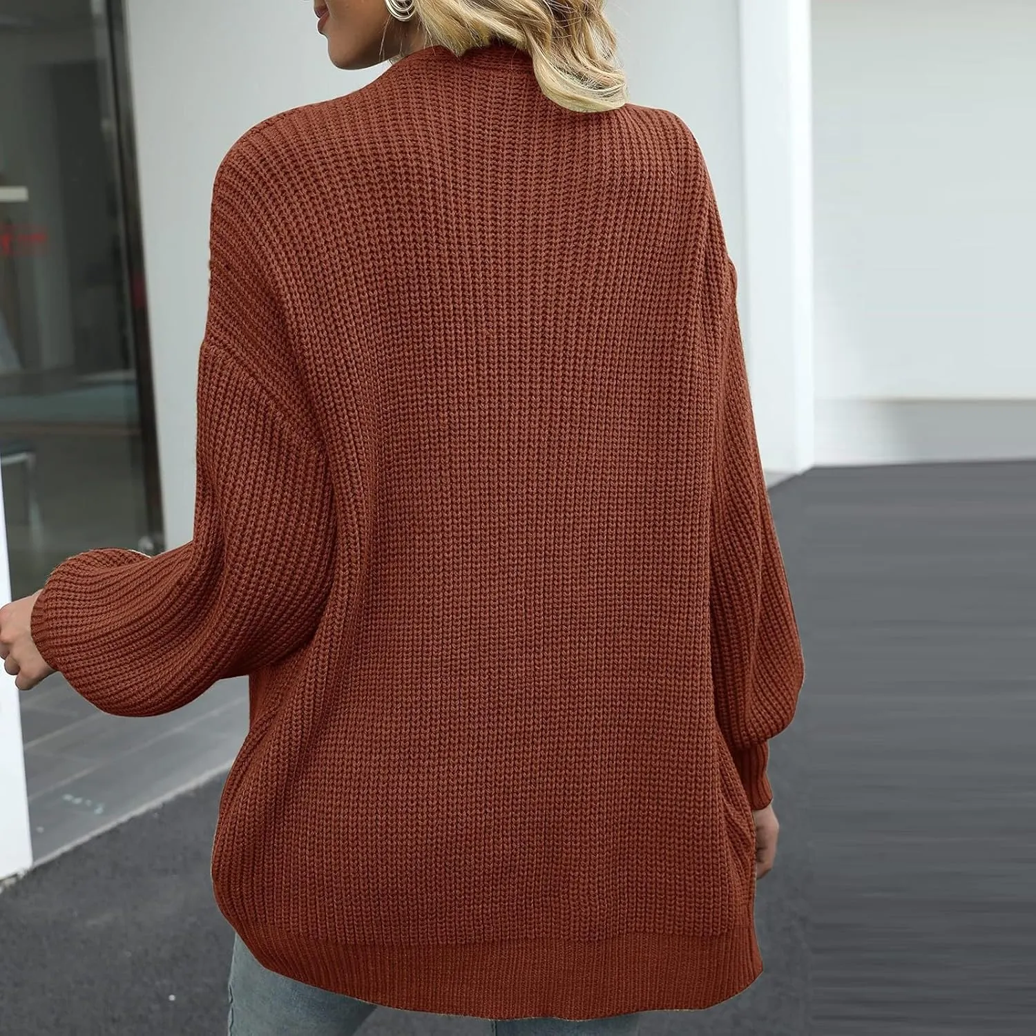 Cable Knit Cardigan Women Casual Comfy Oversized Sweater Open Front Cardigan Long Sleeve Tops Outwear Coat