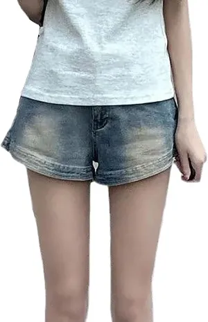 CAITS Women's Wide Leg Denim Shorts Distressed Jeans Short Pants High Waisted Stretchy Loose Jean Shorts with Pockets