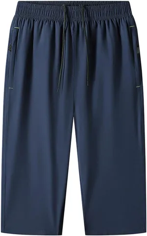Cambkatl Capris for Men Big & Tall Jogger Sweatpants Casual 2024 Summer Lightweight Drawstring Beach Yoga Pants (M-8XL)