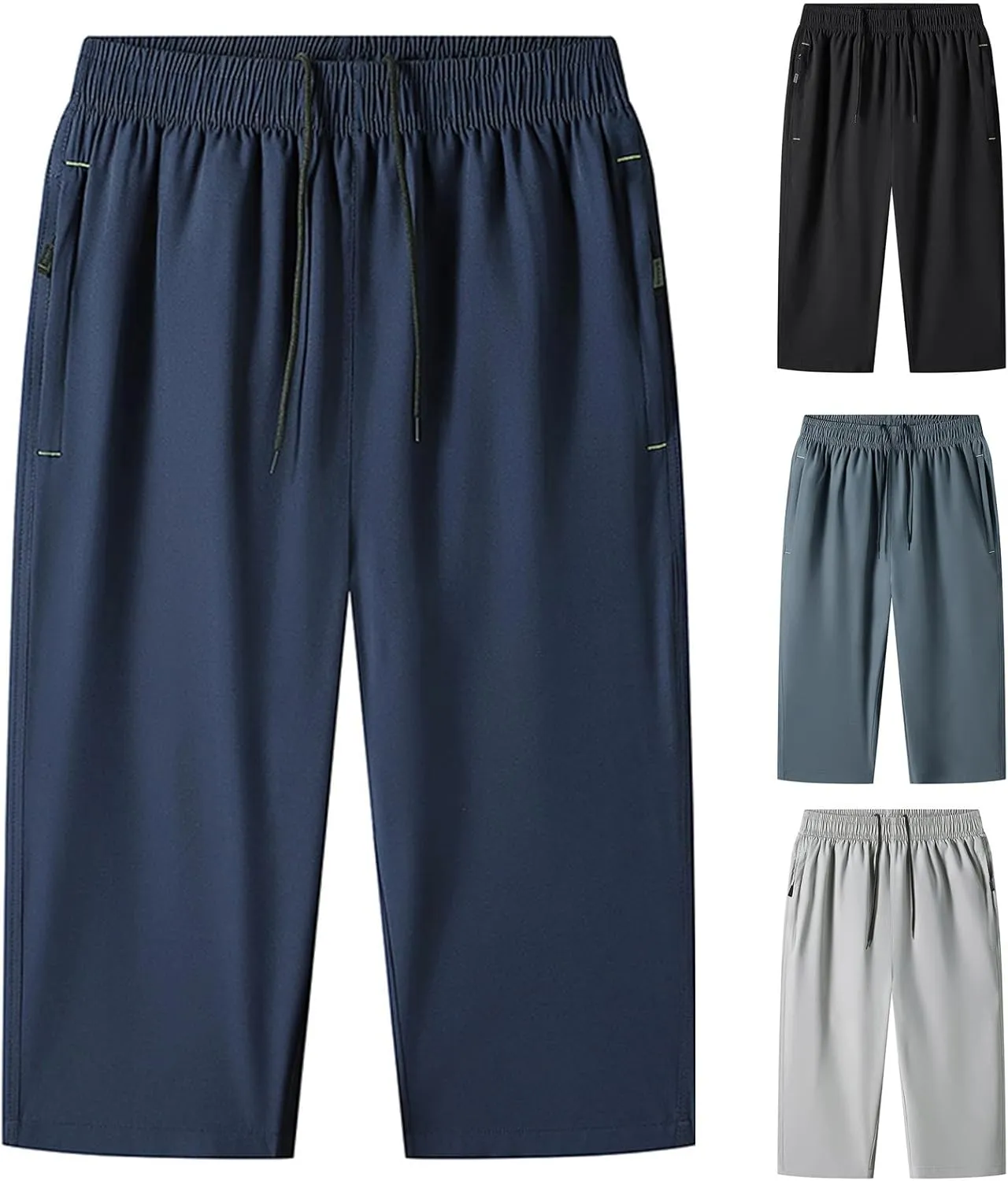Cambkatl Capris for Men Big & Tall Jogger Sweatpants Casual 2024 Summer Lightweight Drawstring Beach Yoga Pants (M-8XL)