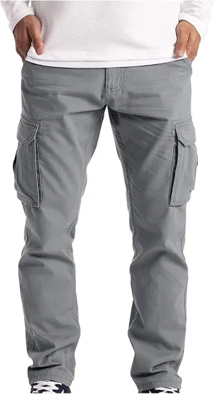 Cargo Pants for Men,WUAI Mens Casual Workout Joggings Relaxed Fit Combat Cargo Chino Trousers with Pockets Elastic Waist