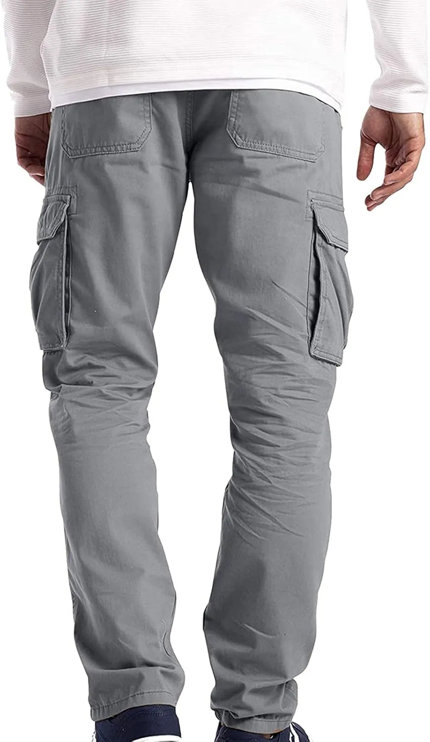 Cargo Pants for Men,WUAI Mens Casual Workout Joggings Relaxed Fit Combat Cargo Chino Trousers with Pockets Elastic Waist