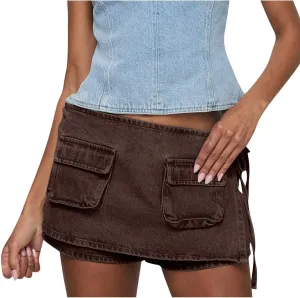 Casual Culottes Denim Shorts for Women 2025 High Waisted Skirt Jean Summer Vintage Short Jeans Y2K Streetwear Hot Pants