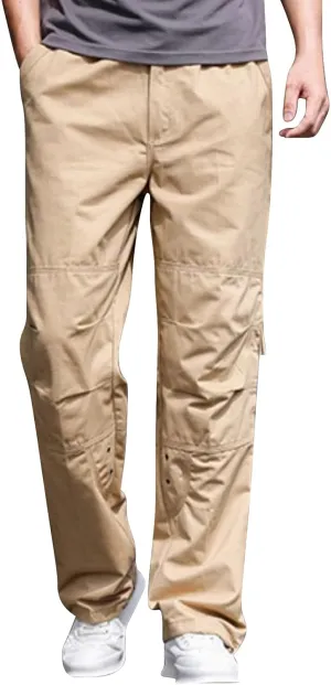 Casual Hiking Pants for Men Stretch Relaxed Fit Cotton Ripstop Tactical Pants Outdoor Work Long Trousers with Pockets