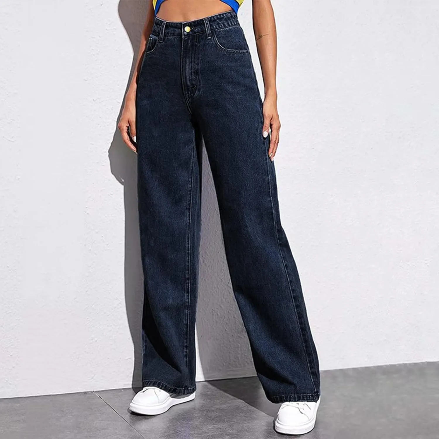 Casual Womens Jeans, Trendy Straight Leg Soft Lightweight Chic Womens Trousers