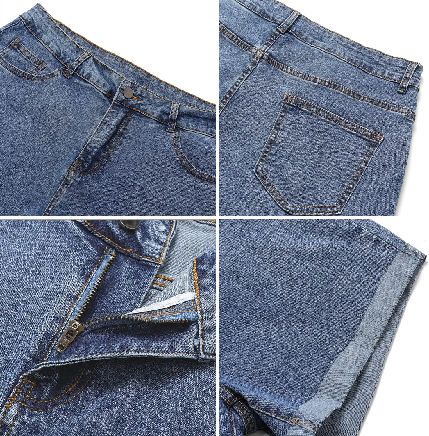 CHICZONE Womens Mid-High Waisted Ripped Denim Jean Shorts Cutoff Stretchy Summer Hot Short Pants