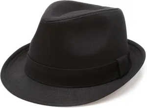 Classic Trilby Short Brim 100% Cotton Twill Fedora Hat with Band