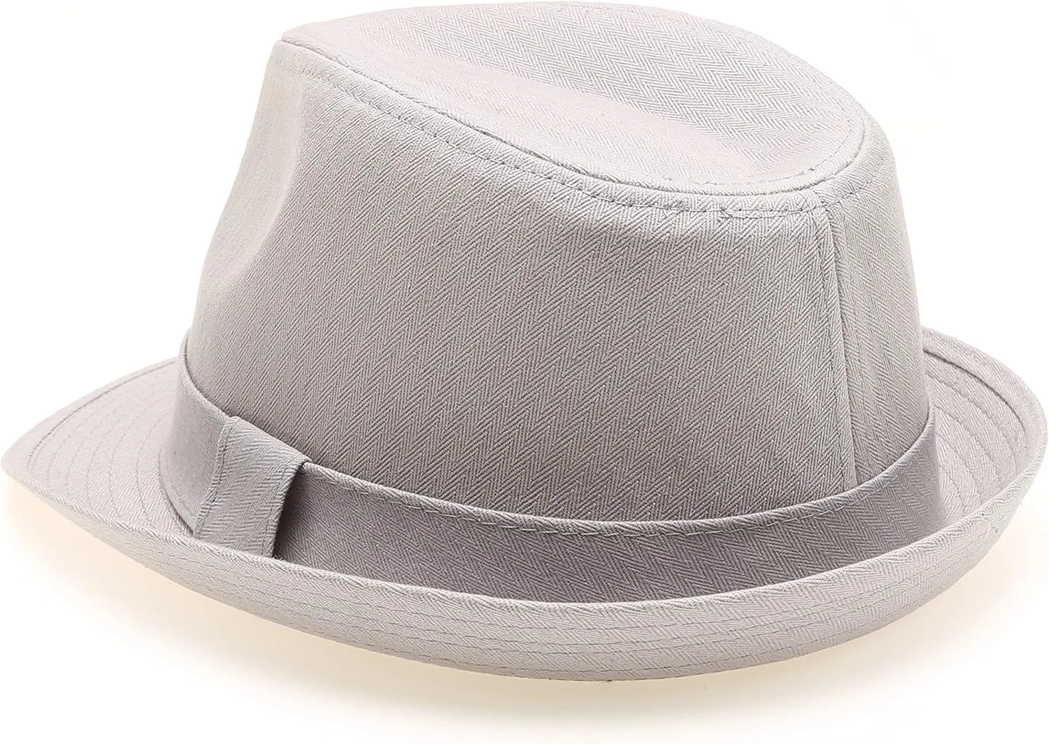Classic Trilby Short Brim 100% Cotton Twill Fedora Hat with Band