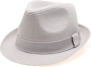Classic Trilby Short Brim 100% Cotton Twill Fedora Hat with Band
