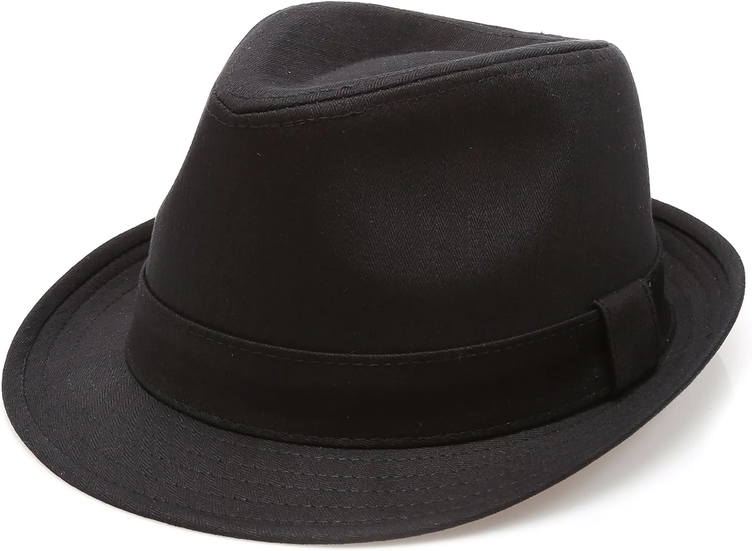 Classic Trilby Short Brim 100% Cotton Twill Fedora Hat with Band