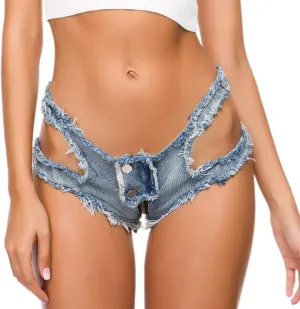 COMLIFE Womens Frayed Jean Short Back Zipper Raw Edge Hem Summer Sexy Ripped Denim Shorts