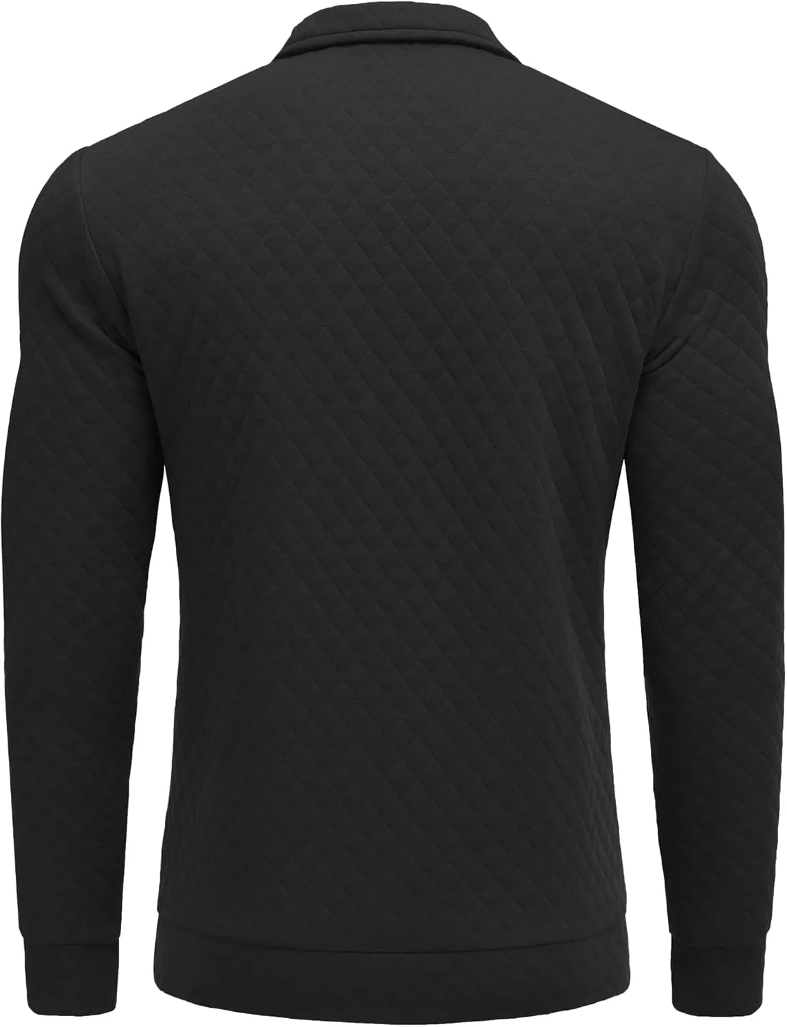 COOFANDY Men's Fashion Quarter Zip Pullover Long Sleeve Quilted Sweatshirt Plaid Jacquard Polo Mock Neck Sweaters