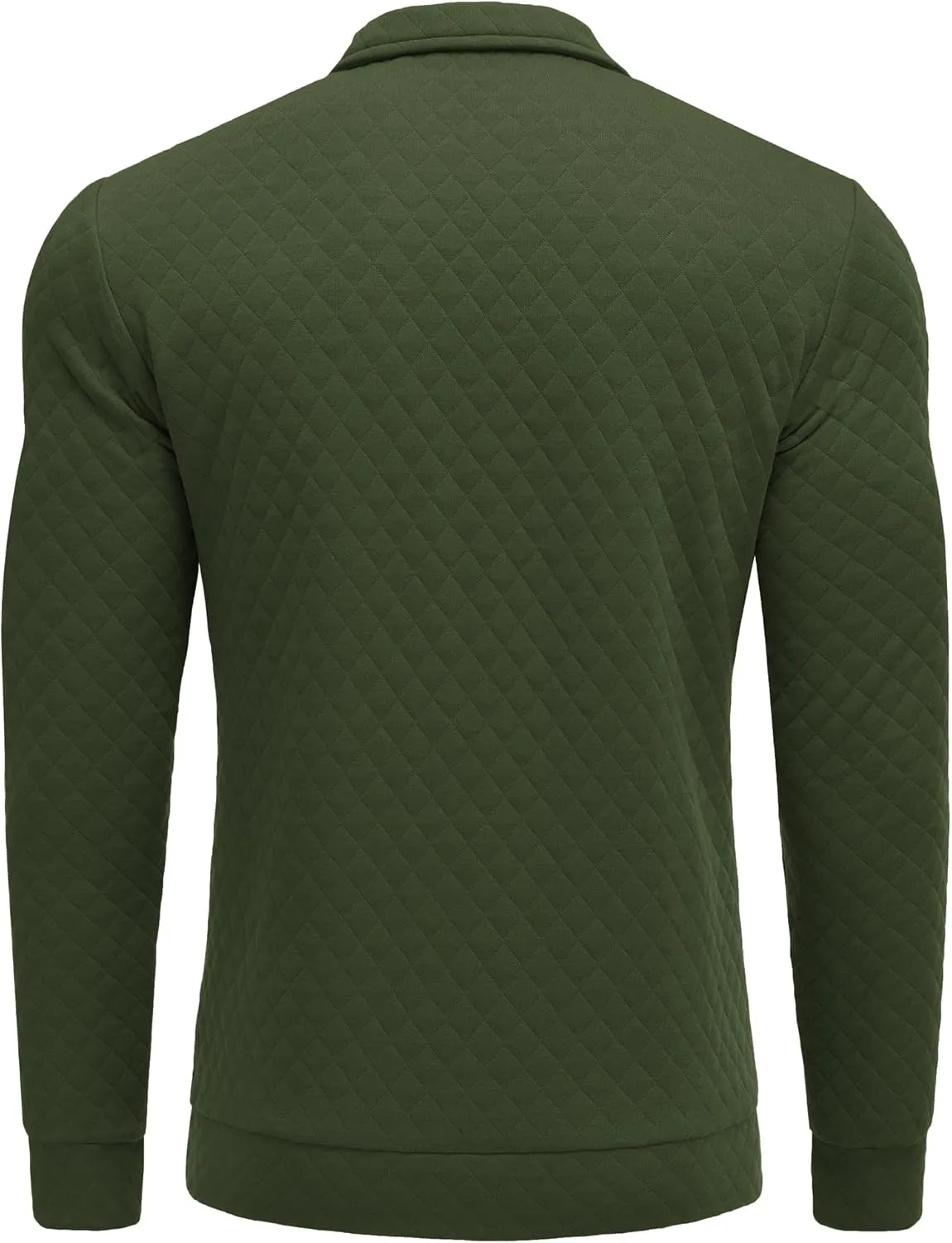 COOFANDY Men's Fashion Quarter Zip Pullover Long Sleeve Quilted Sweatshirt Plaid Jacquard Polo Mock Neck Sweaters