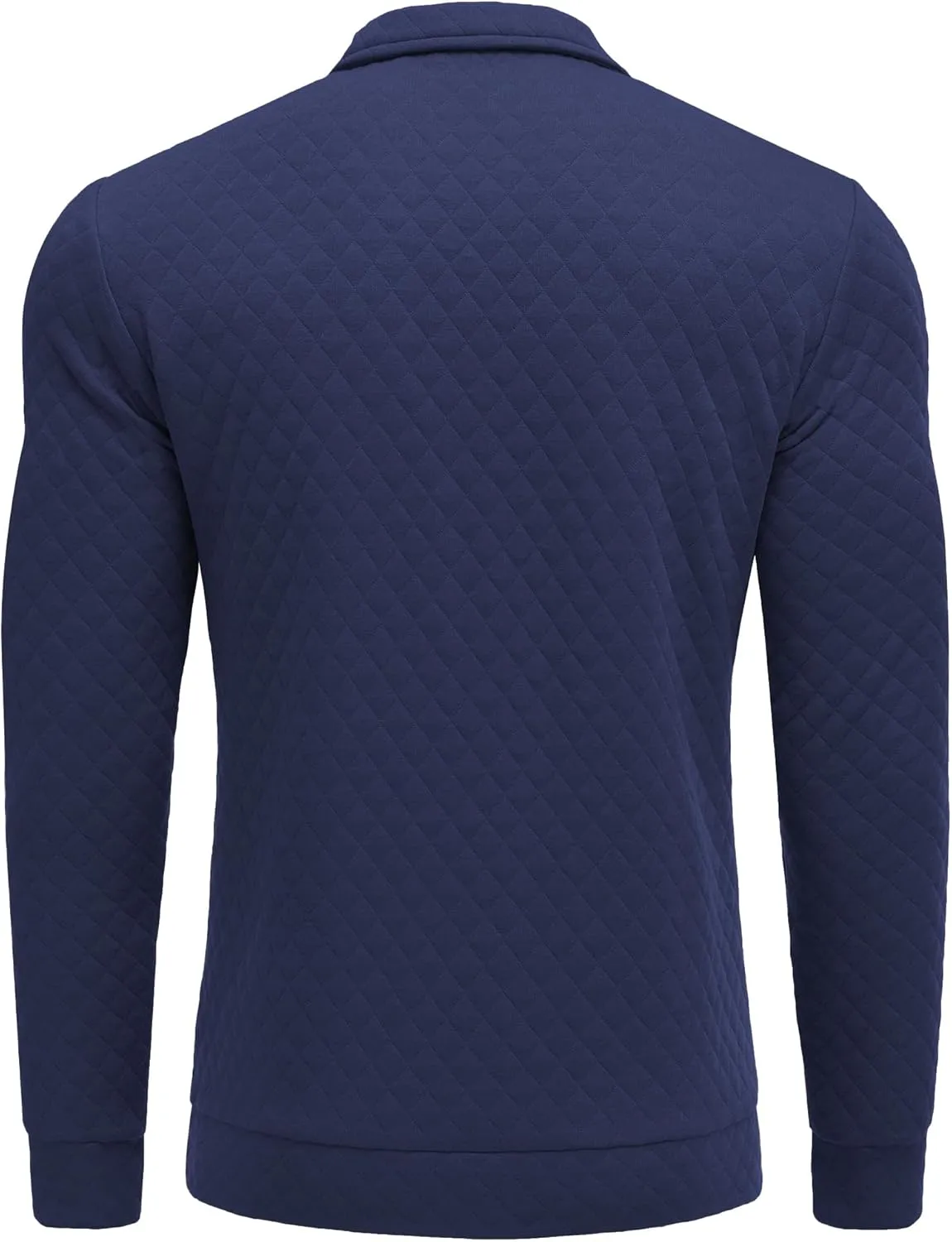 COOFANDY Men's Fashion Quarter Zip Pullover Long Sleeve Quilted Sweatshirt Plaid Jacquard Polo Mock Neck Sweaters