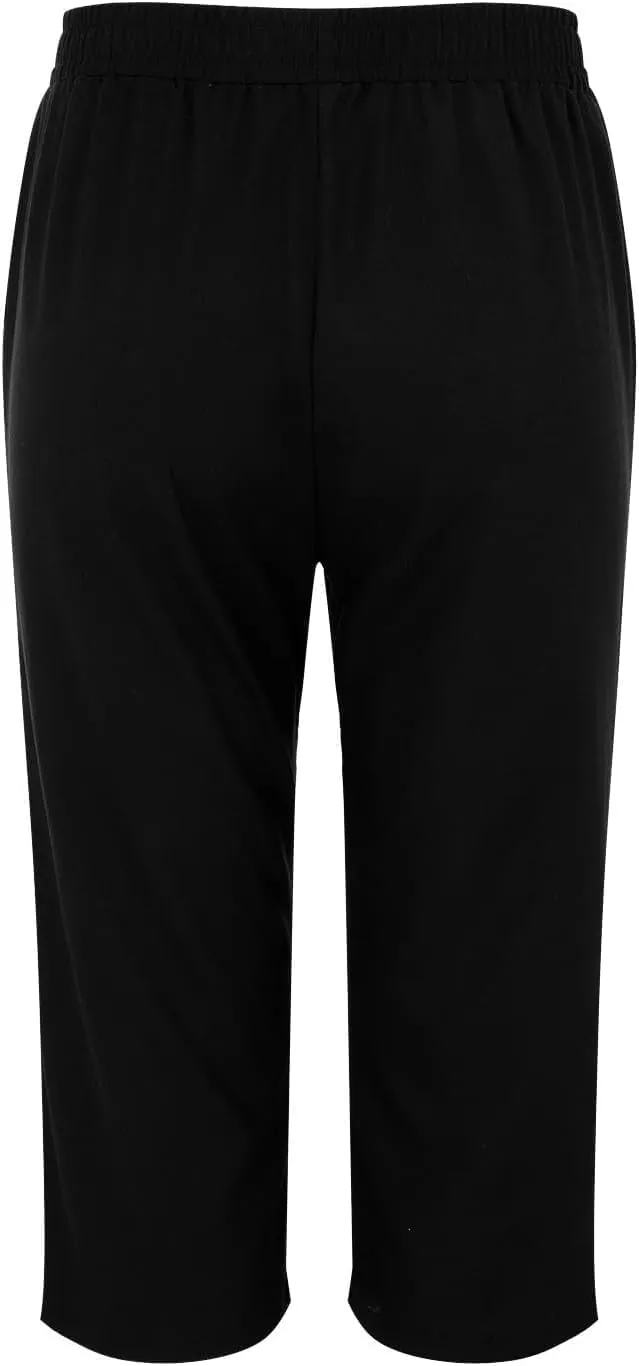 Cotton Linen Capri Shorts for Women's Summer Solid Comfy Wide Leg Short Pants Beach Vacation Cropped Trousers
