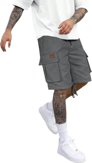 CRNTCEM Lightweight Casual Cargo Shorts for Men Drawstring Classic Hiking Work Shorts Cotton Twill Chinos Short Pants