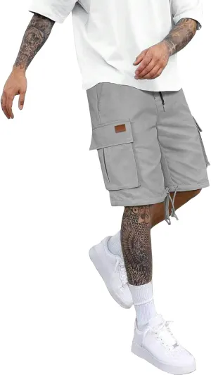 CRNTCEM Lightweight Casual Cargo Shorts for Men Drawstring Classic Hiking Work Shorts Cotton Twill Chinos Short Pants