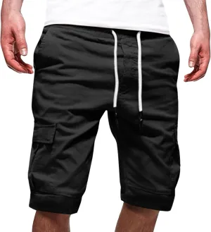 CRNTCEM Mens Casual Cargo Shorts Cotton Twill Chino Short Drawstring Stretch Summer Work Dressy Shorts with Pockets