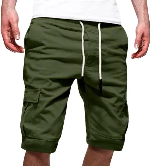 CRNTCEM Mens Casual Cargo Shorts Cotton Twill Chino Short Drawstring Stretch Summer Work Dressy Shorts with Pockets