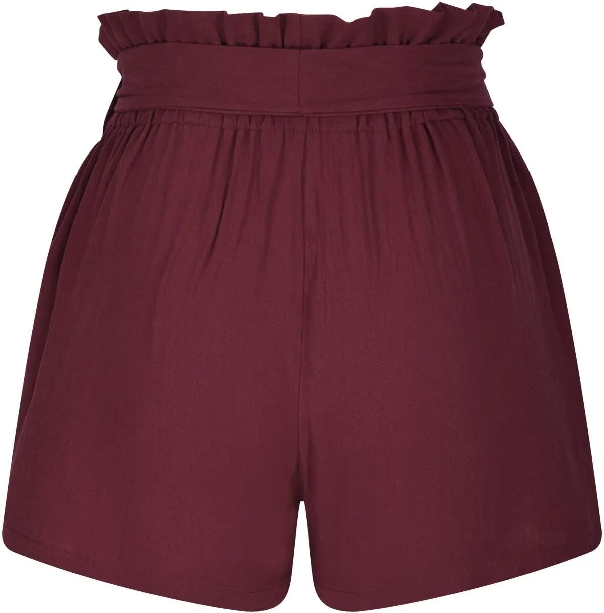 DASAYO Women Cotton Linen Summer Shorts Ruffle Adjustable Bowknot High-Waisted Solid Color Casual Short with Pockets