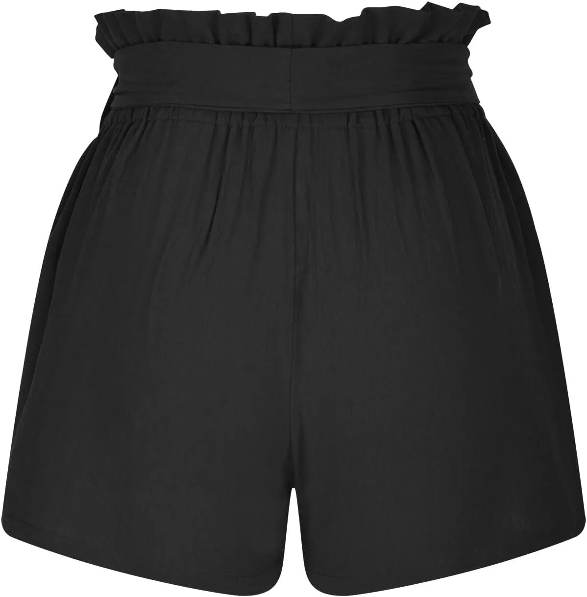 DASAYO Women Cotton Linen Summer Shorts Ruffle Adjustable Bowknot High-Waisted Solid Color Casual Short with Pockets
