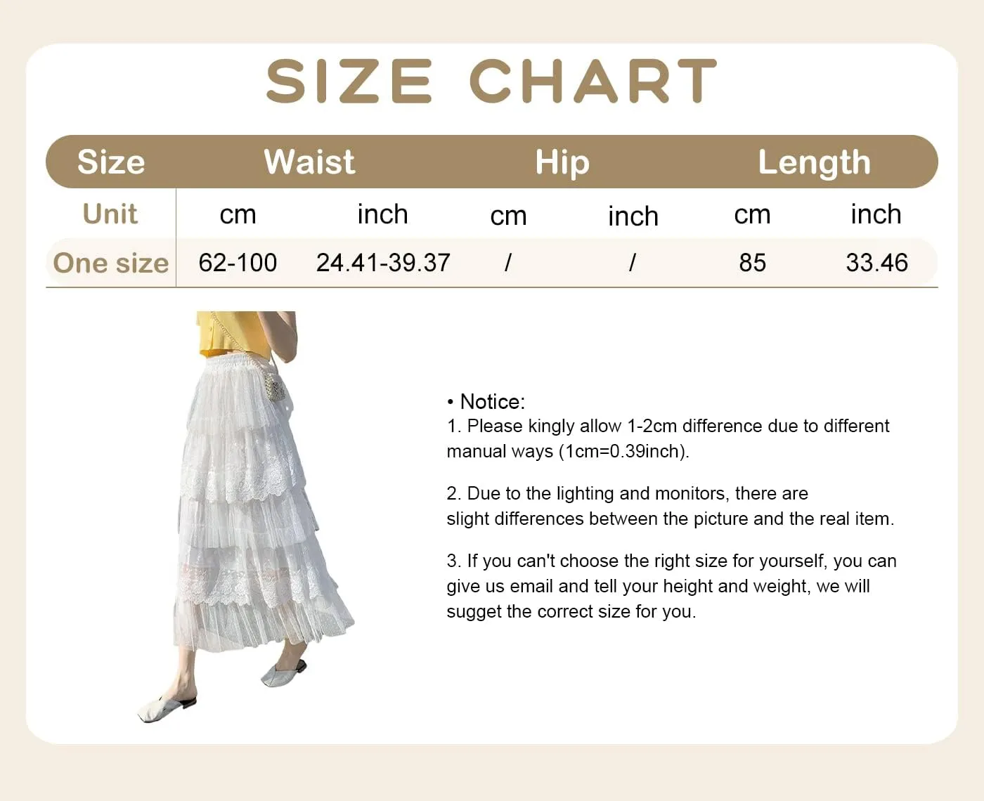 ebossy Women's Sweet Layered Lace Skirt Ruffled Embroidery Tiered Tulle Mesh Princess Skirts
