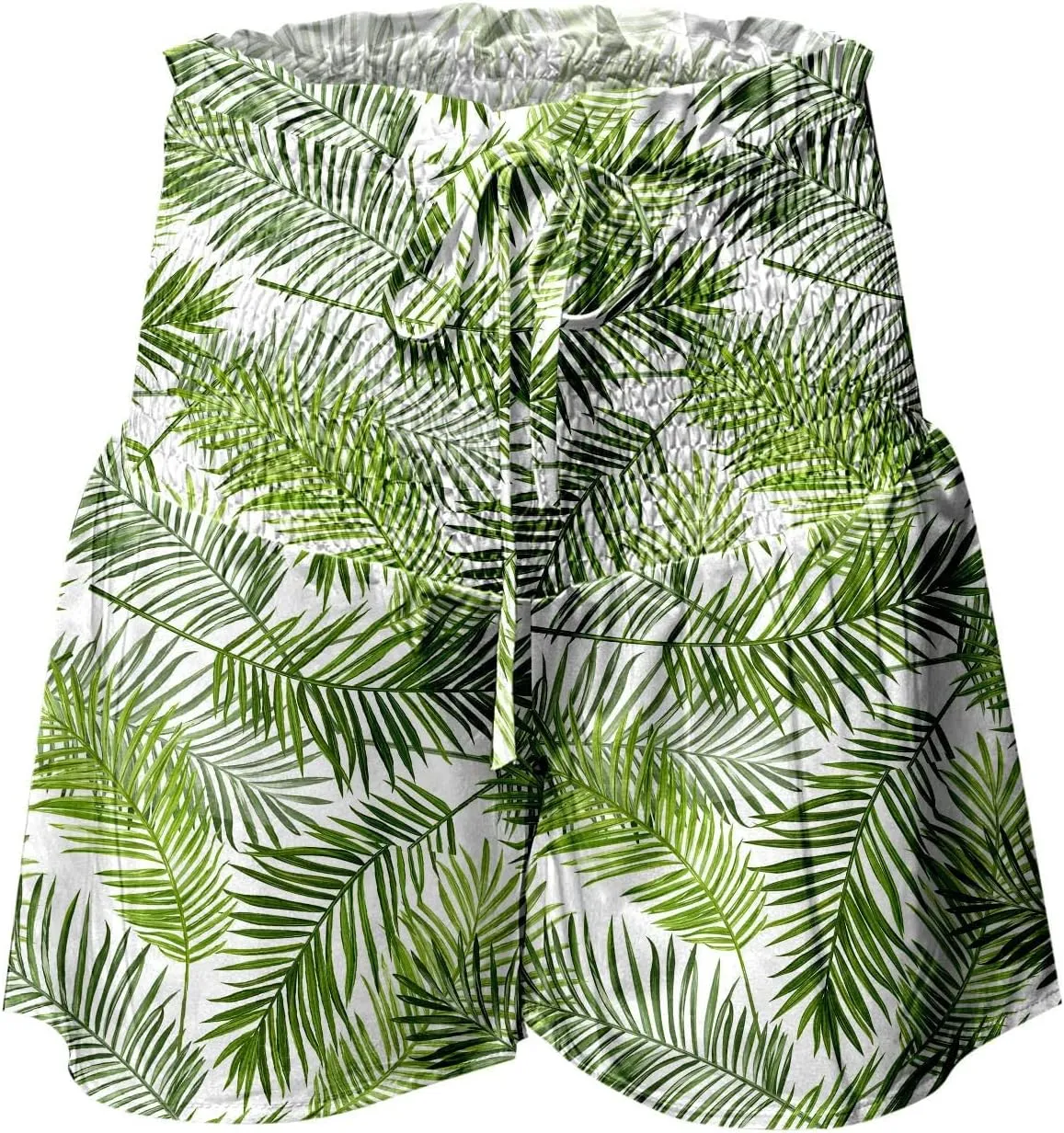 Elastic Ruffle High Waisted Beach Shorts for Women Floral/Stripped Print Loose Casual Shorts Summer Fashion 2025