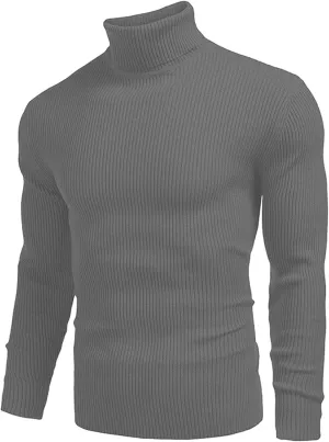 Fall Sweaters for Men 2024 Turtleneck Long Sleeve Knitted Casual Top Fall Solid Comfortable Athletic Sportswear