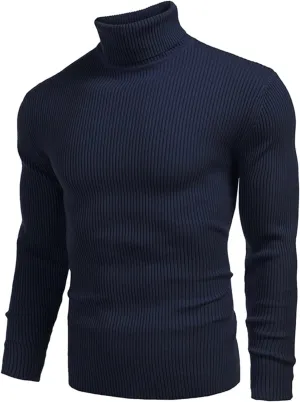 Fall Sweaters for Men 2024 Turtleneck Long Sleeve Knitted Casual Top Fall Solid Comfortable Athletic Sportswear
