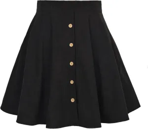 fartey Corduroy Skirt Women High Waist Button Front Mini Fall Skirts Elegant A-Line Pleated Skater Skirts Trendy Y2K Clothes