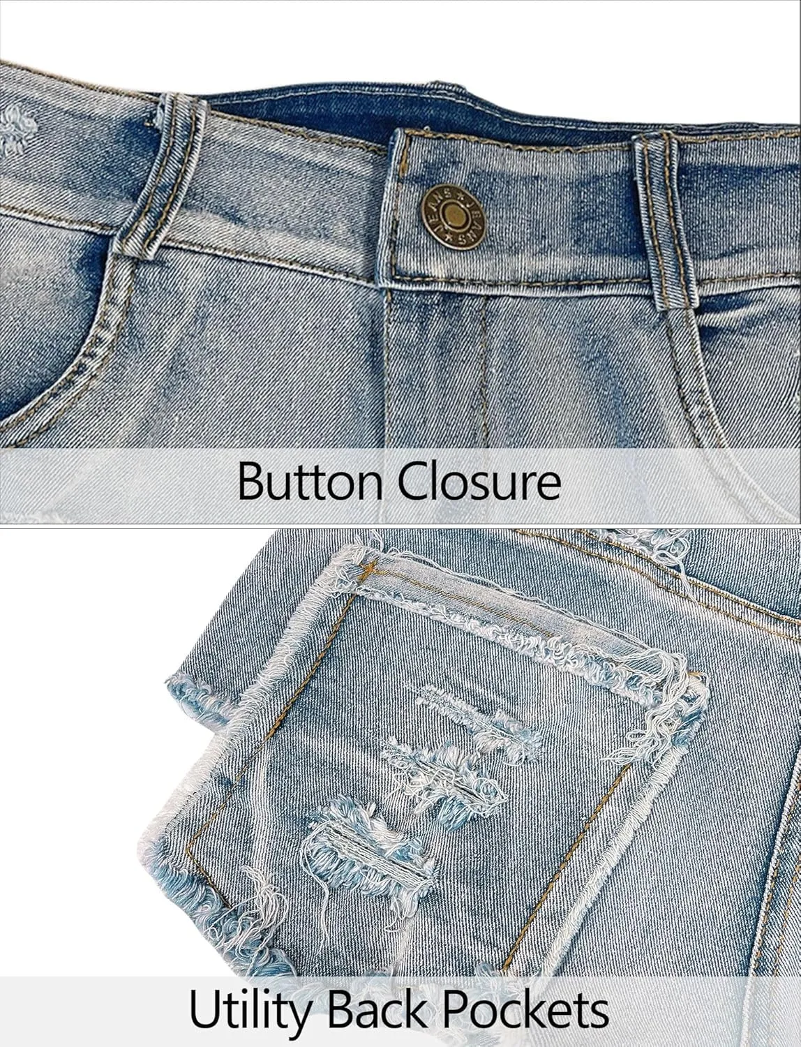 FEOYA Jean Shorts Womens High Waisted Stretchy Ripped Denim Shorts Trendy Distressed Sexy Booty Concert Outfit