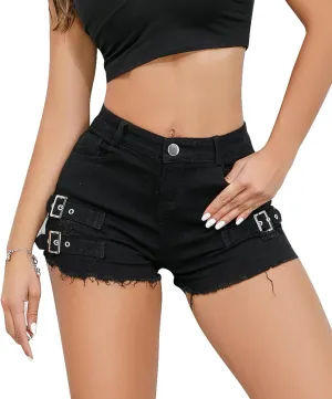 FEOYA Jean Shorts Womens High Waisted Stretchy Ripped Denim Shorts Trendy Distressed Sexy Booty Concert Outfit