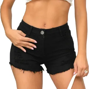 FEOYA Jean Shorts Womens High Waisted Stretchy Ripped Denim Shorts Trendy Distressed Sexy Booty Concert Outfit