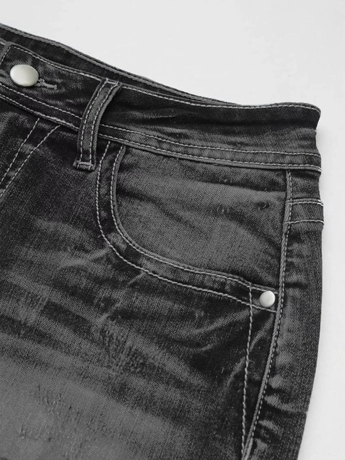 Flamingals Jean Shorts for Women Mid Waisted Stretchy Ripped Denim Shorts Raw Hem Curvy Summer Trendy Shorts