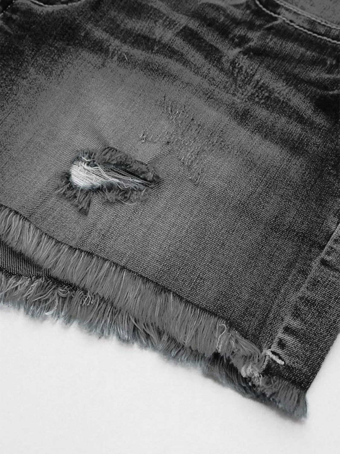 Flamingals Jean Shorts for Women Mid Waisted Stretchy Ripped Denim Shorts Raw Hem Curvy Summer Trendy Shorts