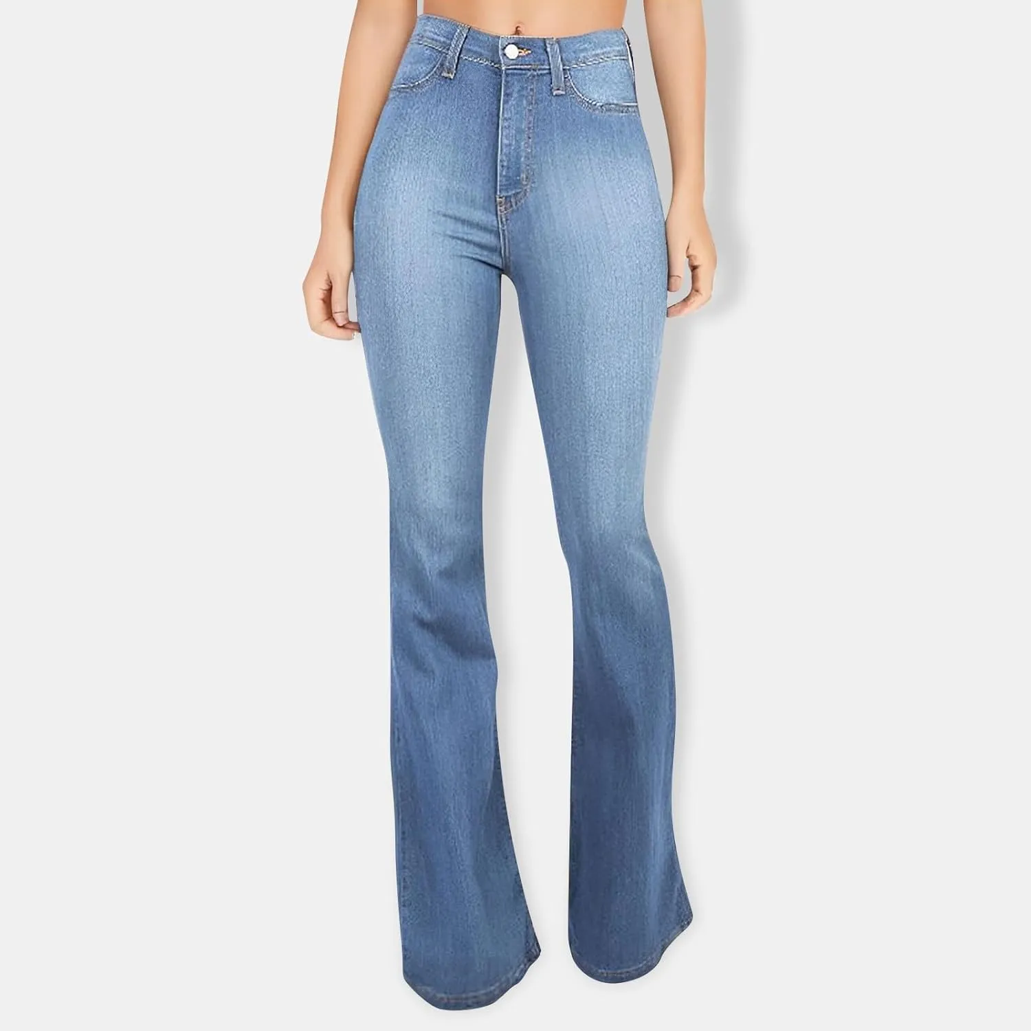 Flare Jeans for Women 2025 Summer Classic High Waisted Wide Leg Stretch Curvy Slimming Bootcut Bell Bottoms Pants