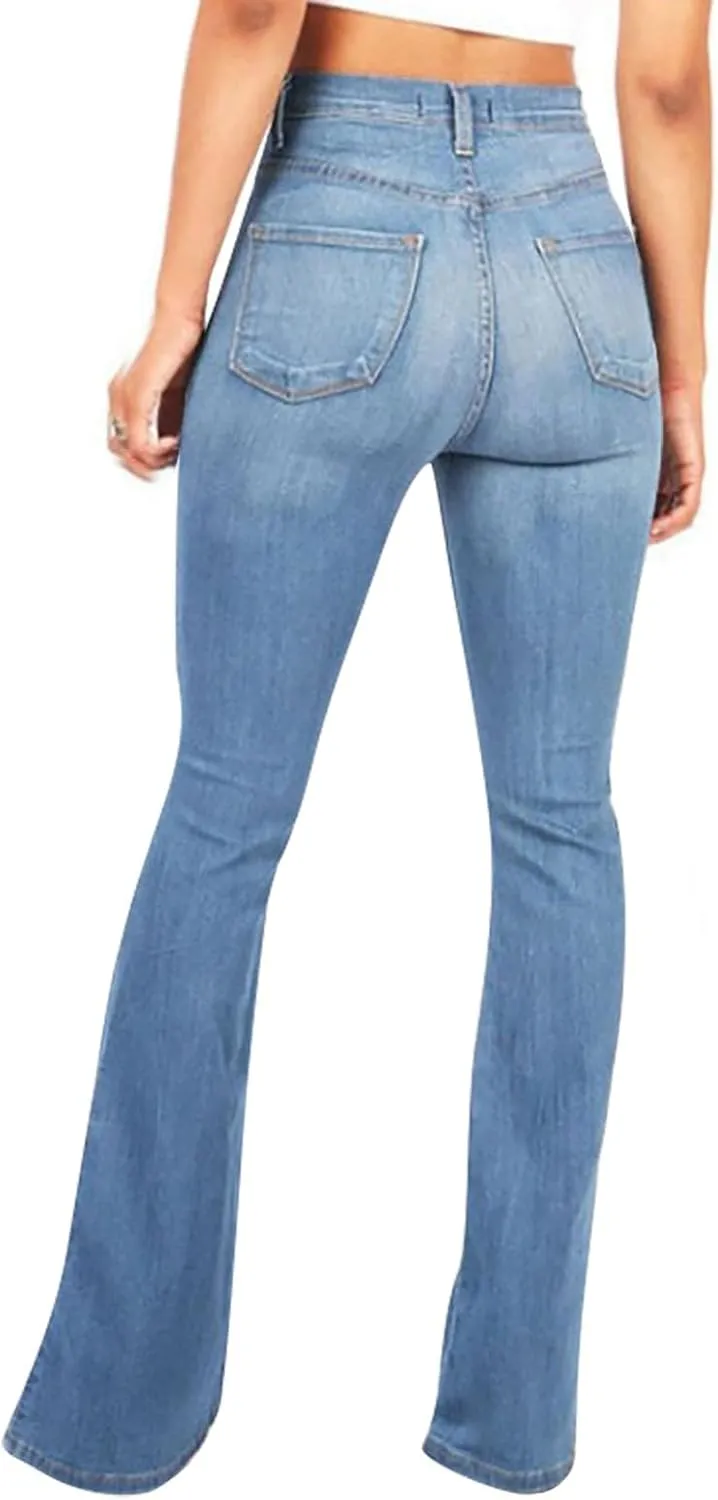Flare Jeans for Women 2025 Summer Classic High Waisted Wide Leg Stretch Curvy Slimming Bootcut Bell Bottoms Pants