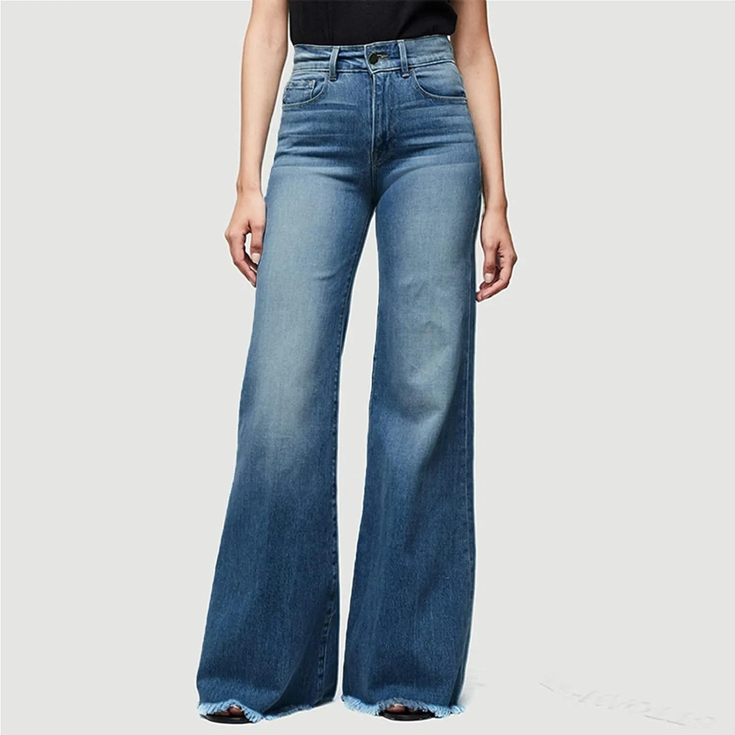 FRMUIC Bell Bottom Jeans for Women Flare Jeans High Waisted Wide Leg Bootcut Jeans Baggy Jeans Stretch Denim Pants