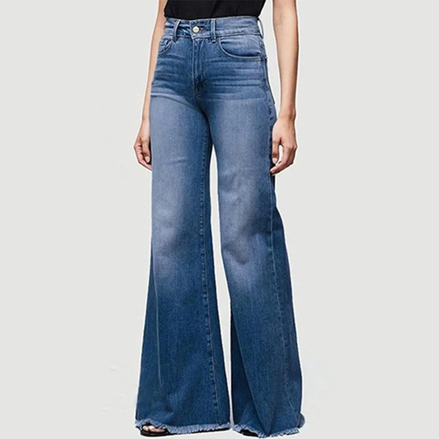 FRMUIC Bell Bottom Jeans for Women Flare Jeans High Waisted Wide Leg Bootcut Jeans Baggy Jeans Stretch Denim Pants