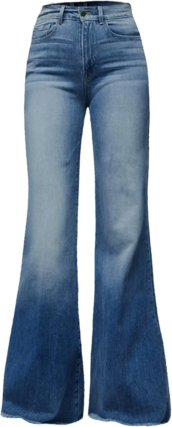 FRMUIC Bell Bottom Jeans for Women Flare Jeans High Waisted Wide Leg Bootcut Jeans Baggy Jeans Stretch Denim Pants