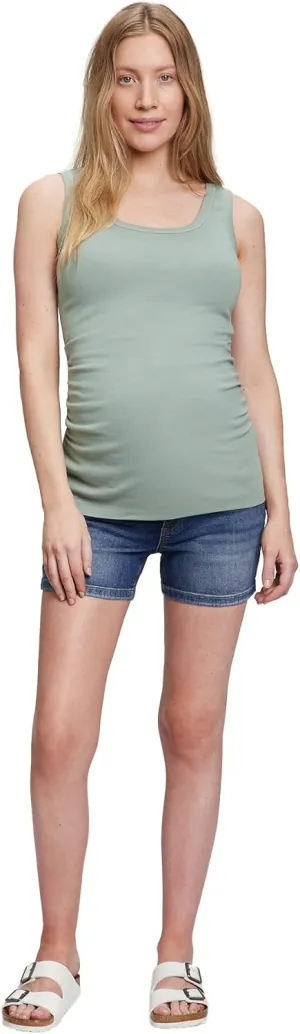 GAP Women's Maternity True Waistband Full Panel 4" Denim Shorts