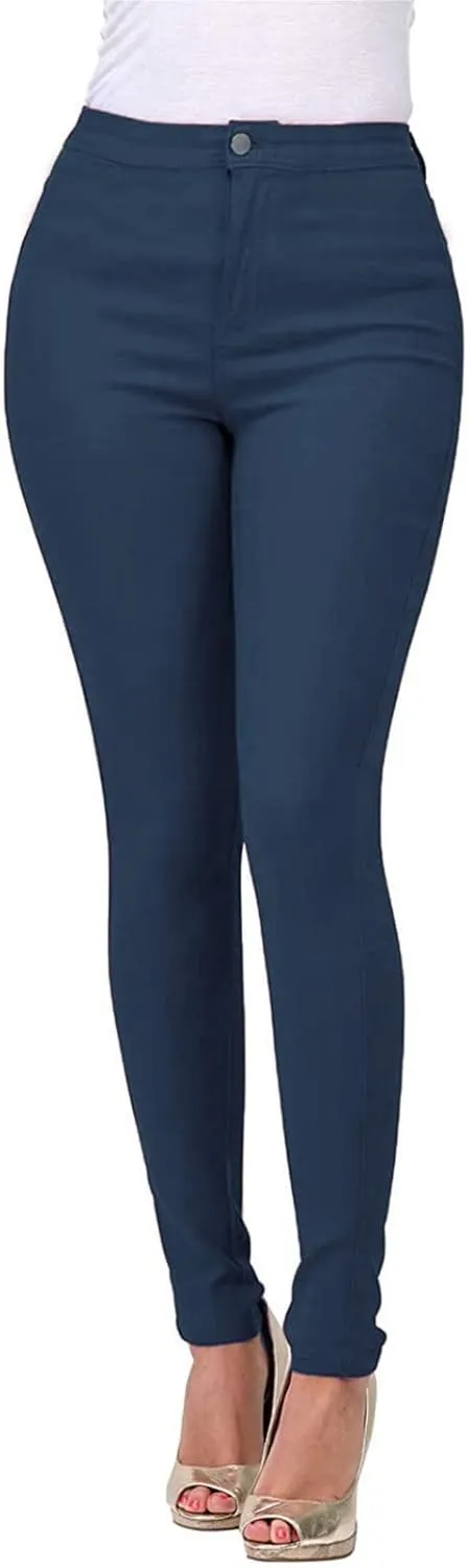 GOKKILRW Denim Jeggings for Women High Waisted Tummy Control Jean Leggings Pull On Stretch Pencil Pants Tights
