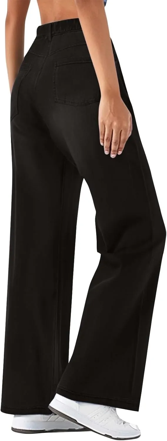 Highwaisted Jeans Womens Stretchy Jeans Pants for Women Baggy Wide Leg Microelastic Dressy Casual Summer Boho Slimming