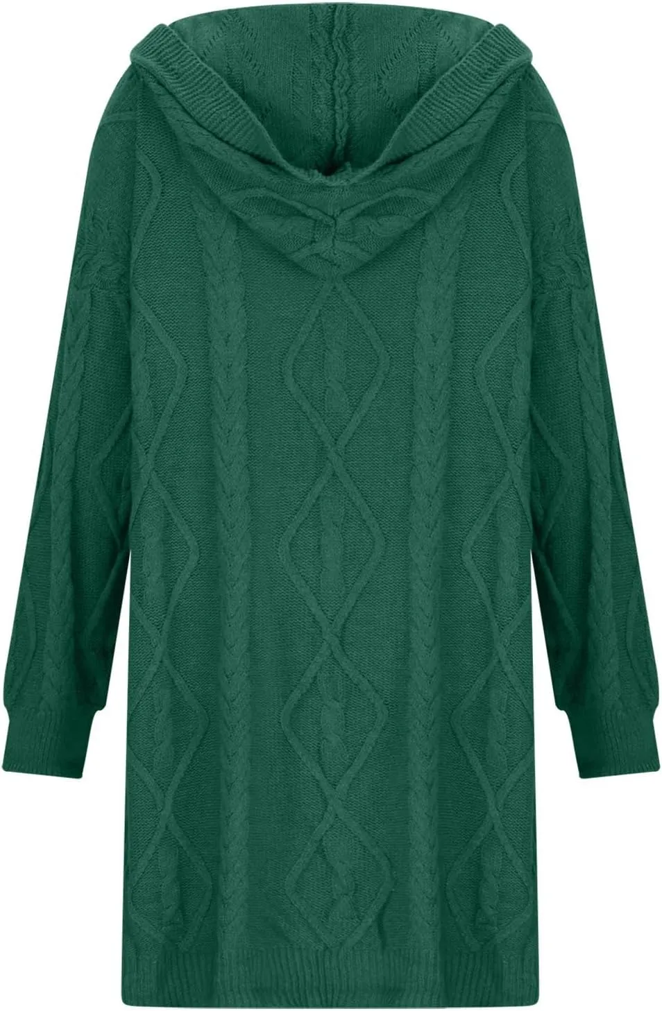 Hooded Cardigan Sweater for Women Fall Winter Cable Knit Sweater Coat Button Down Chunky Long Coats with Pocket