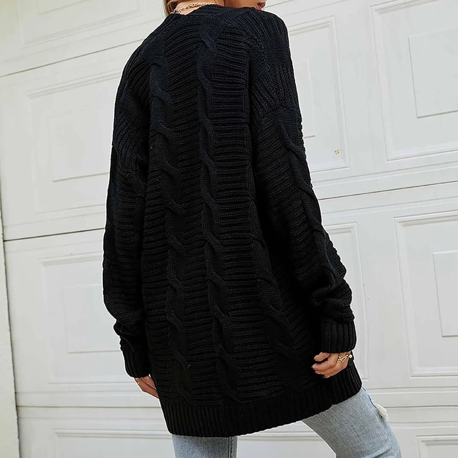 HXHYQKP Chunky Knit Cardigans for Women Cable Knit Long Sleeve Open Front Cardigan Cardigan Sweaters Cover Up