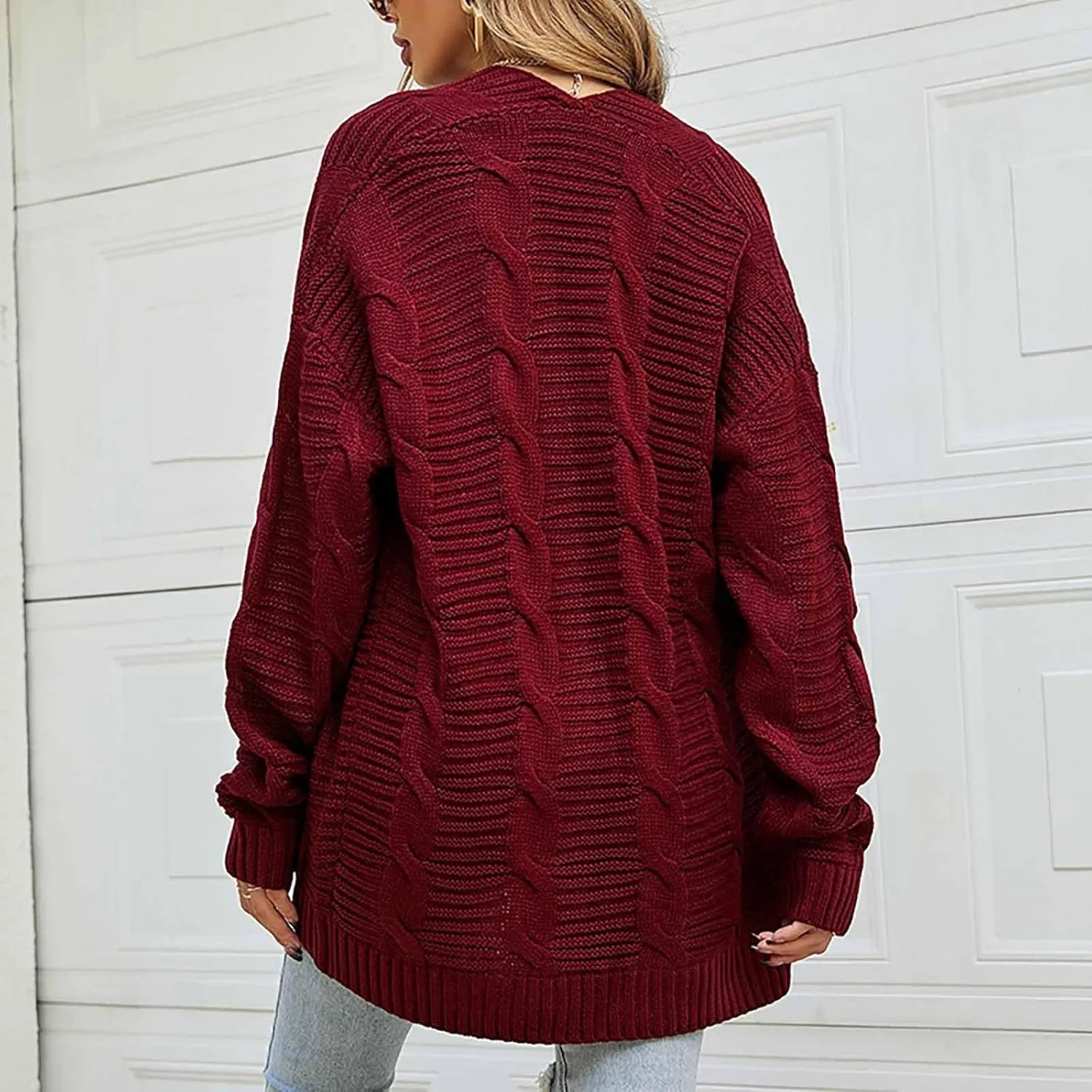 HXHYQKP Chunky Knit Cardigans for Women Cable Knit Long Sleeve Open Front Cardigan Cardigan Sweaters Cover Up