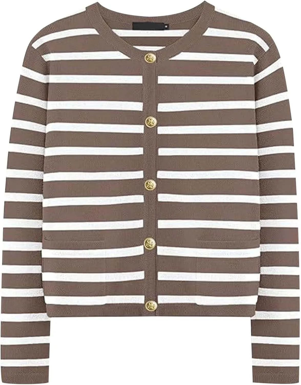 iLH Cardigan Sweaters for Women 2024 Fall Dressy Elegant Button Down Knitted Tops Casual Striped Color Block Shirt