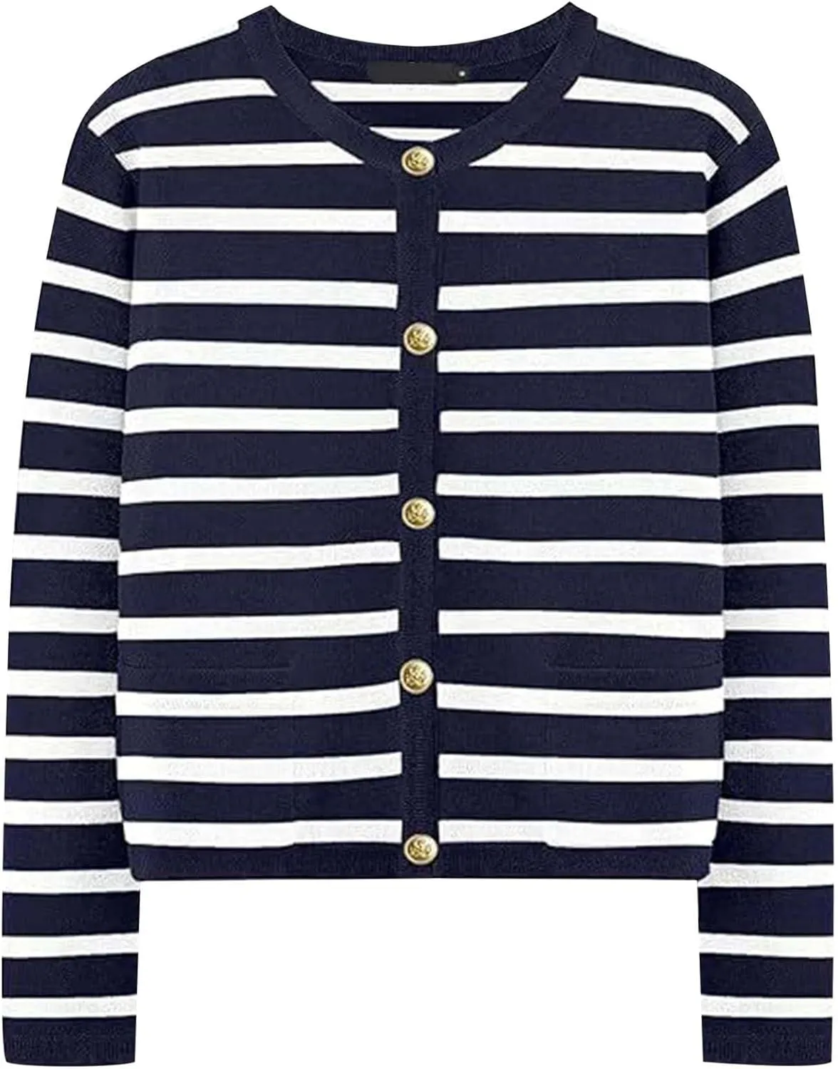 iLH Cardigan Sweaters for Women 2024 Fall Dressy Elegant Button Down Knitted Tops Casual Striped Color Block Shirt