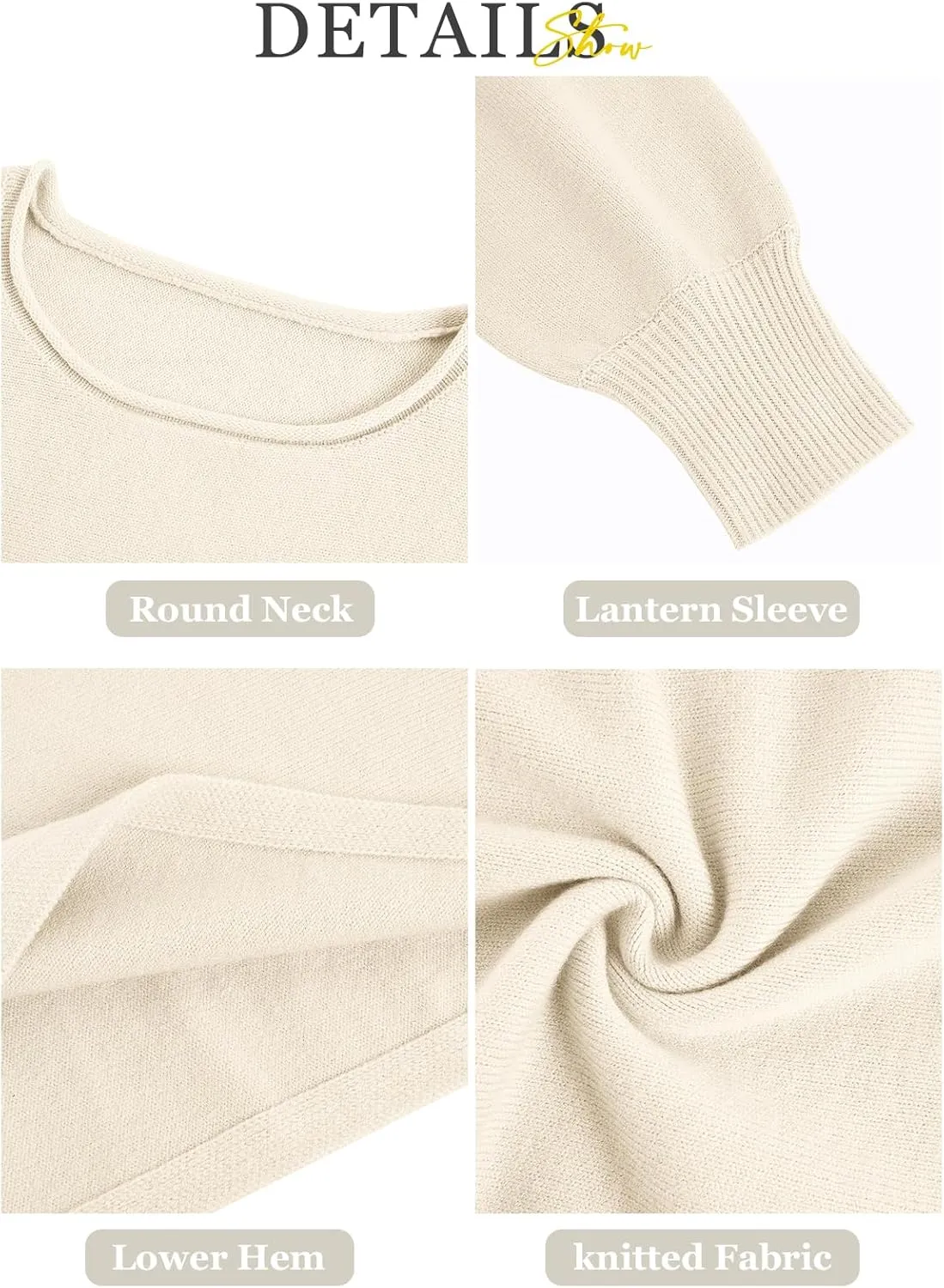 Imily Bela Cropped Sweaters for Women Lantern Long Sleeve Crop Top Slouchy Trendy Loose Crewneck Pullover Sweater